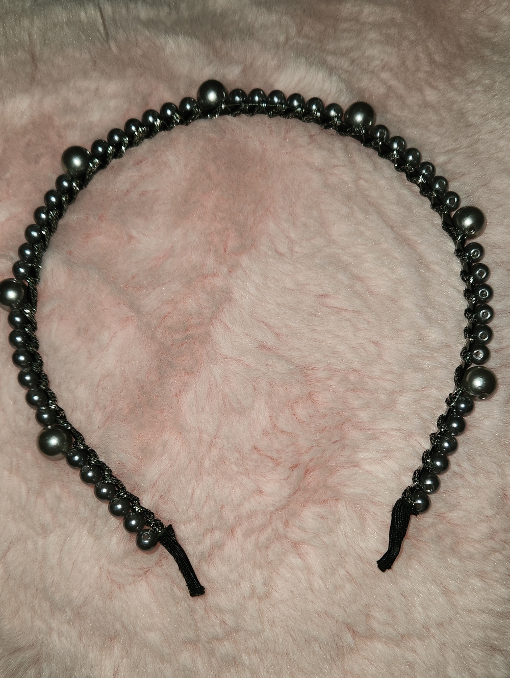 Beaded Pearl Headband - Black